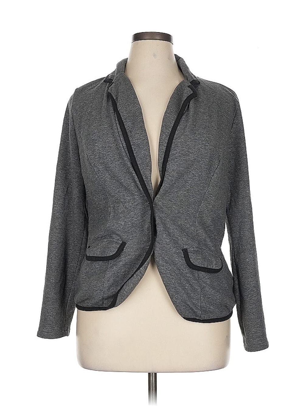 torrid Gray Knit Blazer with Black Trim